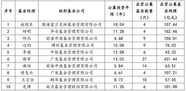 排名前十名基金经理是谁（基金前10名经理）